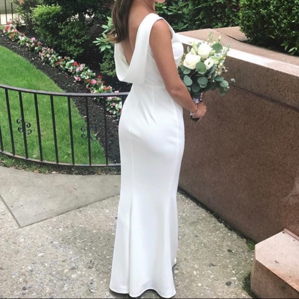 Katie May Vionnet Drape Back Crepe Gown